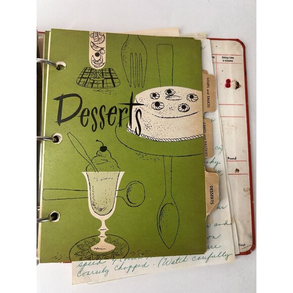 Mid Century Vintage Handwritten and Collected Recipes Cooking Clips Binder - Picture 6 of 11